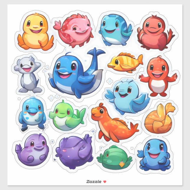 Brillantes Set von Aufklebern von Cartoon Aufkleber (Blatt)