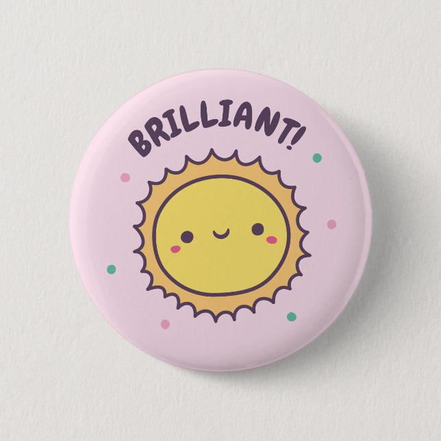 Brillantes Süßes Sonnendoodle Button (Vorderseite)