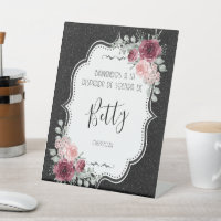 Brillantina Negra y Rosas Signo de pedestal