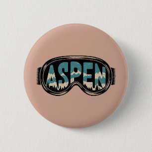 Brille Aspen Snowmass Colorado Skigebiet Geschenke Button