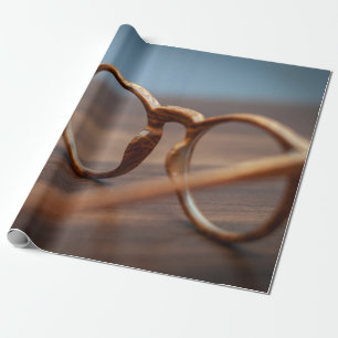 Brille Augenbrille Rahmen Holz Geschenkpapier
