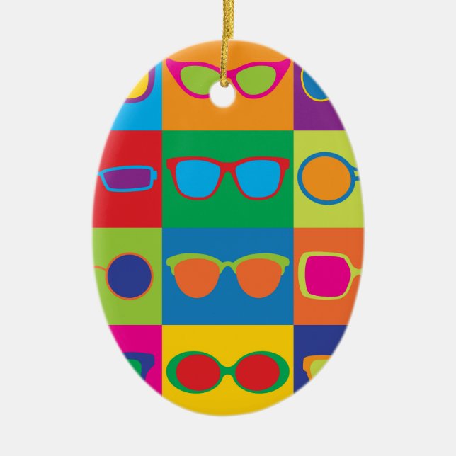 Brille-Checkerboard Keramik Ornament (Vorne)