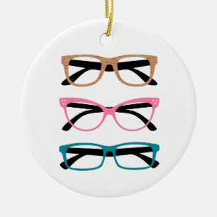 Brille Keramik Ornament