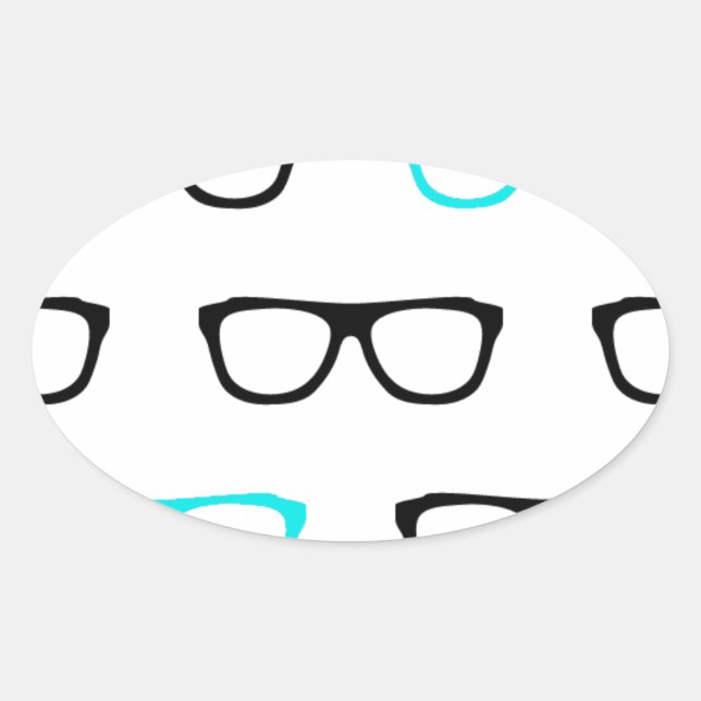 Brille Ovaler Aufkleber (Vorderseite)