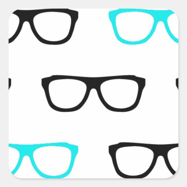 Brille Quadratischer Aufkleber (Vorderseite)