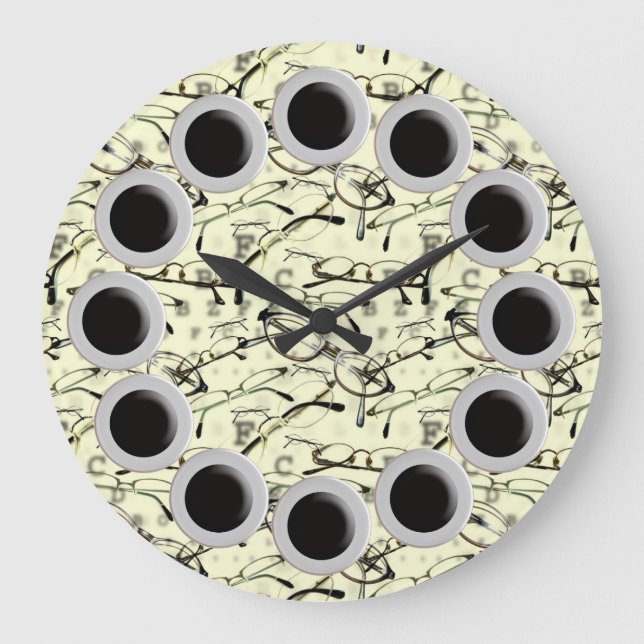 Brille Wall Clock Große Wanduhr (Vorderseite)