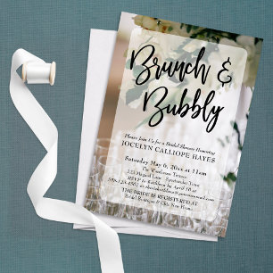 Brillen Blume Foto Brunch & Bubbly Handschrift Einladung