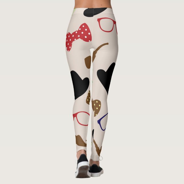 Brillen Hats und Mustache Background Leggings (Rückseite)