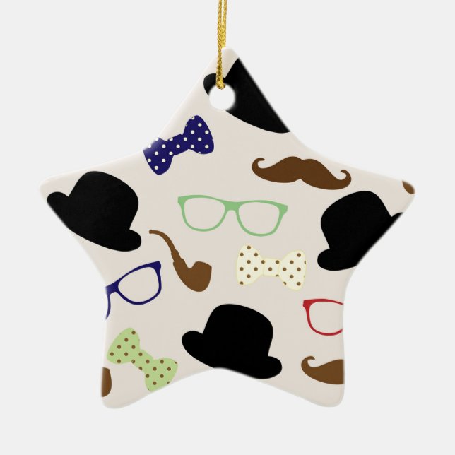 Brillen, Hats und Mustache Keramikornament (Vorne)