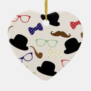 Brillen, Hats und Mustache Keramikornament