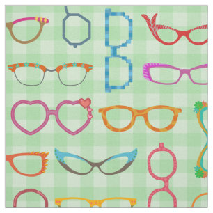 Brillen-Retro moderner Hipster mit grünem Gingham Stoff