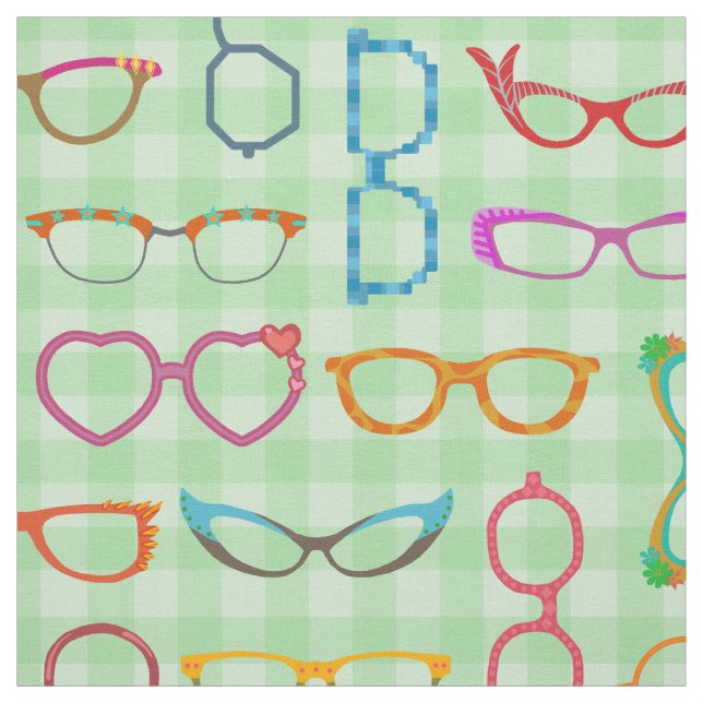 Brillen-Retro moderner Hipster mit grünem Gingham Stoff (Muster)