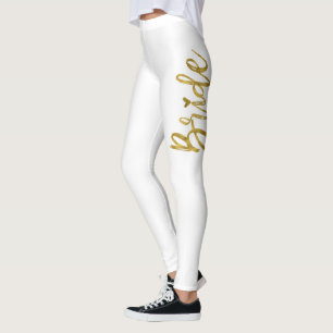 Brillen White & Gold Imitats Foil Typografy Yoga P Leggings