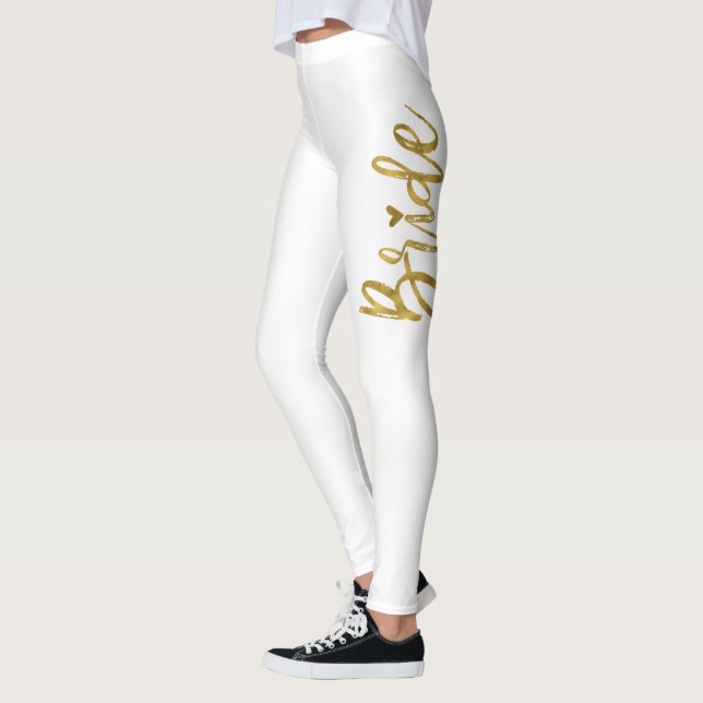 Brillen White & Gold Imitats Foil Typografy Yoga P Leggings (Links)