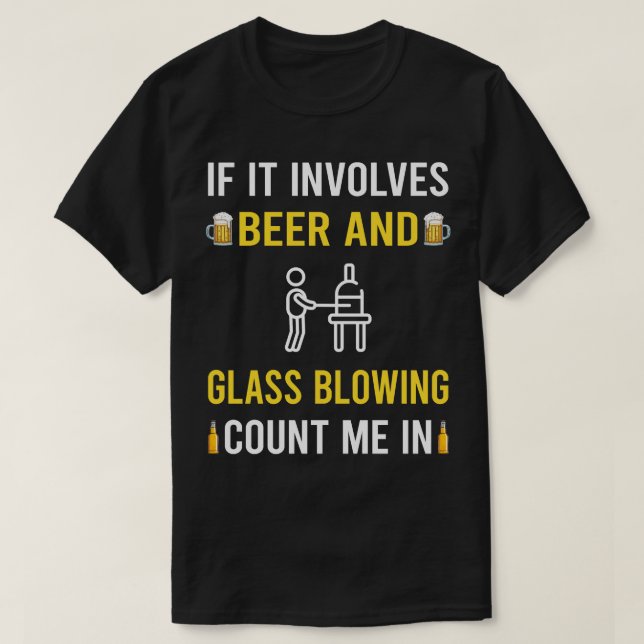 Brillenbläser mit Bier und Glas T-Shirt (Design vorne)