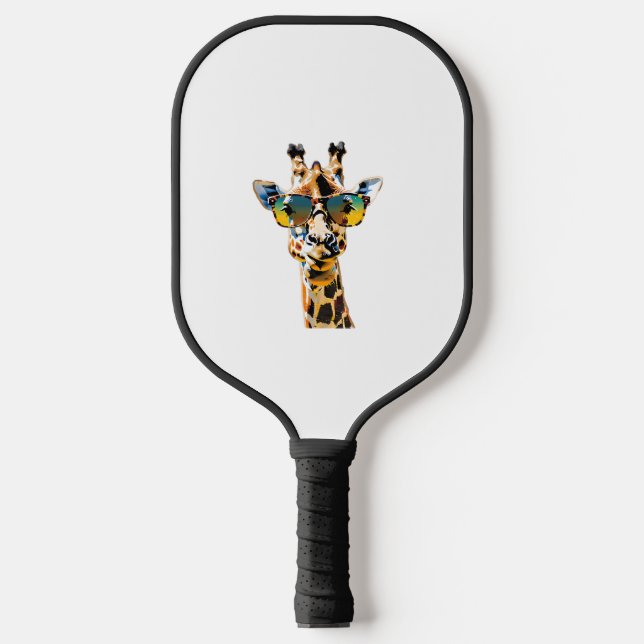Brillengiraffe mit Sonnenbrille Pickleball Schläger (Vorderseite)