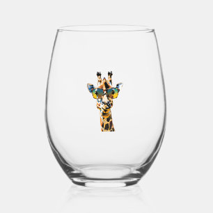 Brillengiraffe mit Sonnenbrille Weinglas Ohne Stiel