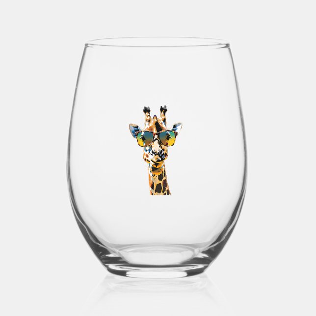 Brillengiraffe mit Sonnenbrille Weinglas Ohne Stiel (Vorderseite)