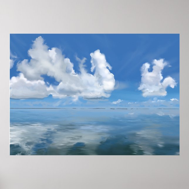 Brillenseeumhang mit Wolken und Leinwand Poster (Vorne)