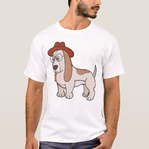 Brillenträger-Beagle mit Fedora T-Shirt
