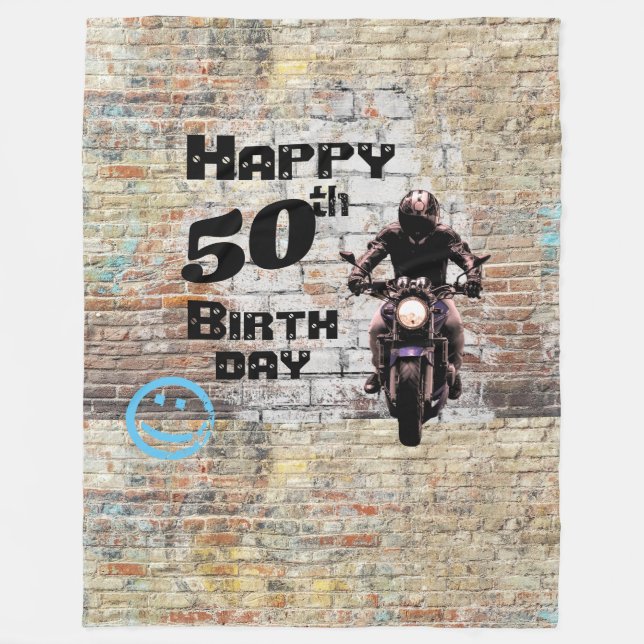 Brillenwand Industriegrad Motorrad Graffiti Fleecedecke (Vorderseite)