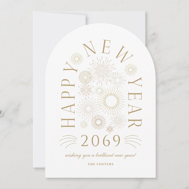 Brilliant Arch New Year Firework Greeting Card Einladung (Vorderseite)