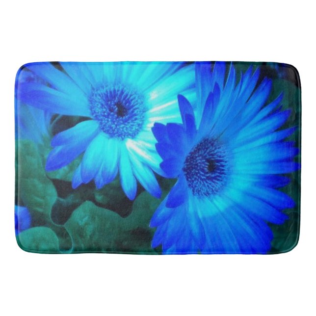 Brilliant Blue Daisies Bath Mat Badematte (Vorderseite)