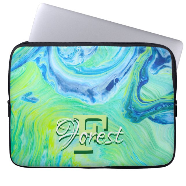 Brilliant Blue Fluid Art Laptopschutzhülle (Vorderseite)