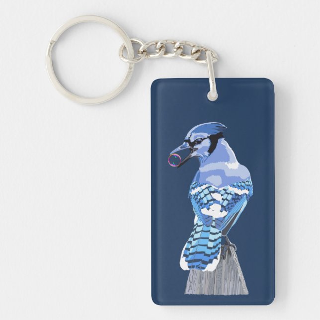 Brilliant Blue Jay Schlüsselanhänger (Vorderseite)