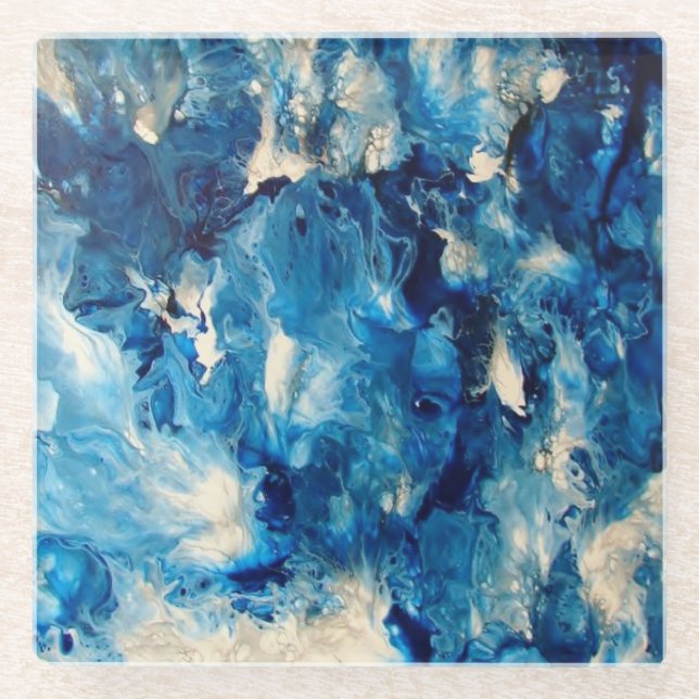 Brilliant Blue Marble Glass Untersetzer (Vorderseite)