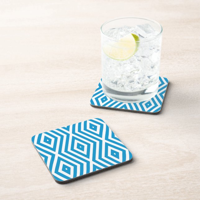 Brilliant Blue Moods Diamond Chevrons Getränkeuntersetzer (Rechte Seite)