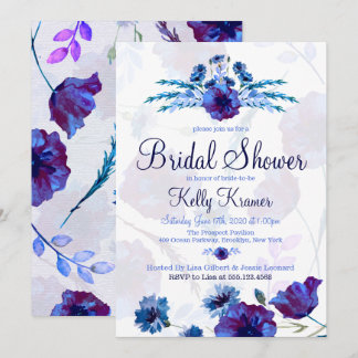 Brilliant Blue Poppies Bridal Dusche Einladungen