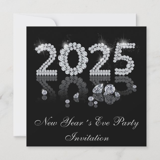 Brilliant Diamonds Luxury New Year 2025 Einladung (Vorderseite)