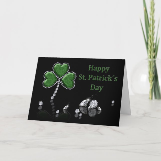 Brilliant Happy St. Patrick's Day Diamonds Karte (Vorderseite)
