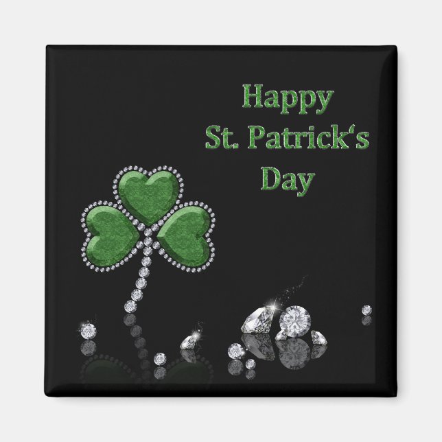 Brilliant Happy St. Patrick's Day Diamonds Magnet (Vorne)