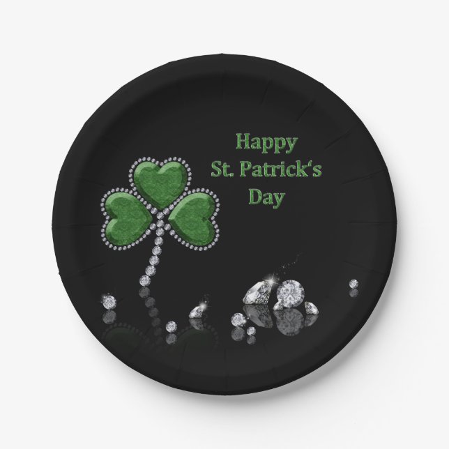 Brilliant Happy St. Patrick's Day Diamonds Pappteller (Vorderseite)