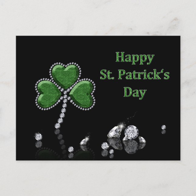 Brilliant Happy St. Patrick's Day Diamonds Postkarte (Vorderseite)