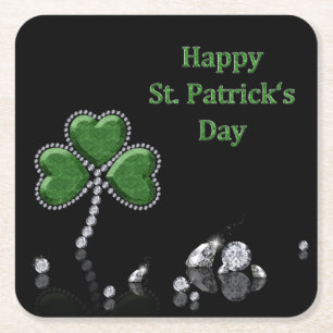 Brilliant Happy St. Patrick's Day Diamonds Rechteckiger Pappuntersetzer