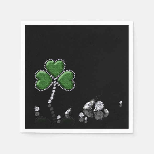 Brilliant Happy St. Patrick's Day Diamonds Serviette (Vorderseite)