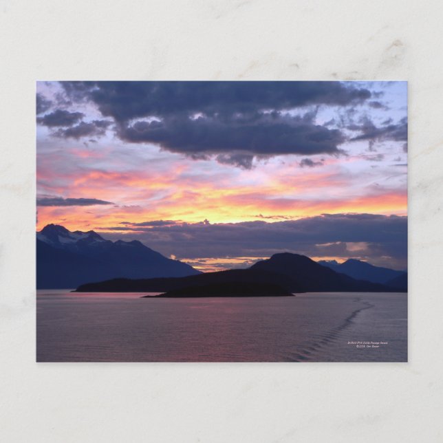 Brilliant Pink Inside Passage Sunset Postcard Postkarte (Vorderseite)