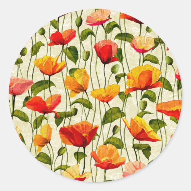 Brilliant Poppies Runder Aufkleber (Vorderseite)