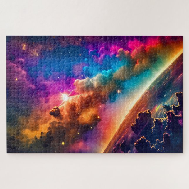 Brilliant Rainbow Himmlisch Cloudy Universell Sky Puzzle (Horizontal)