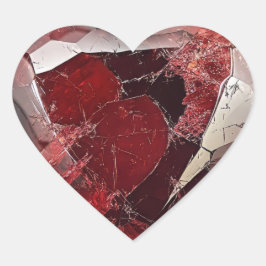 Brilliant Red Crystal Illustration Herz-Aufkleber