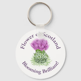 Brilliant Scottish Thistle blühend Schlüsselanhänger