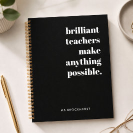 Brilliant Teacher Retro Stilvolle Schwarz-Weiß Notizbuch