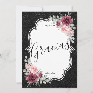 Brilliantina Negro y Rojas Tarjeta de agradecimien Einladung