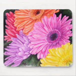 BRILLLIANT COLORED GERBER DAISIES MOUSEPAD