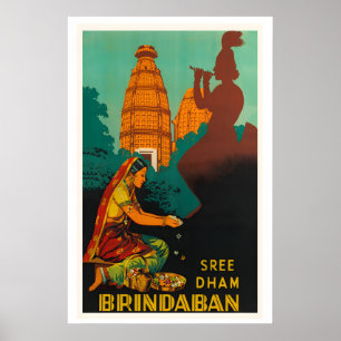 Brindaban Indien Vintage-Reiseposter Poster