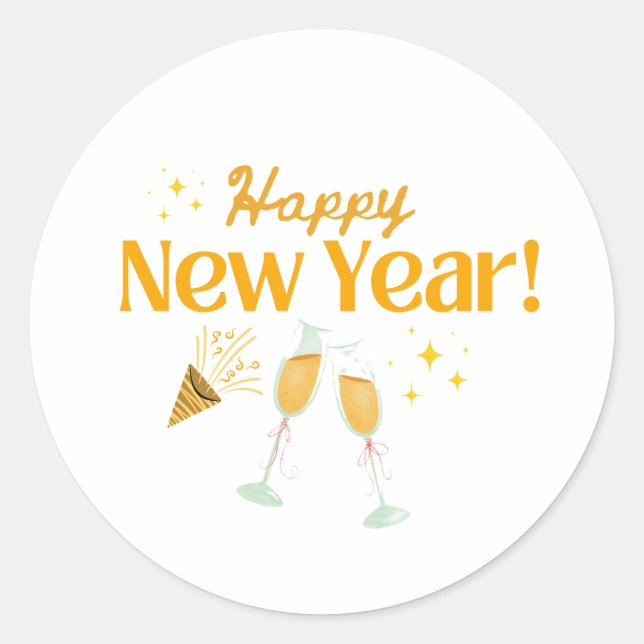 Brindis con Champán y Explosión de Fiesta de Año N Runder Aufkleber (Vorderseite)