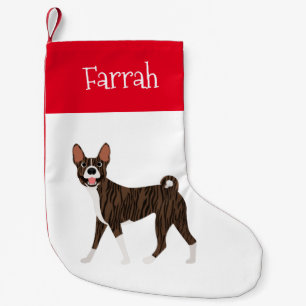 Brindle Basenji Personalisiert Kleiner Weihnachtsstrumpf